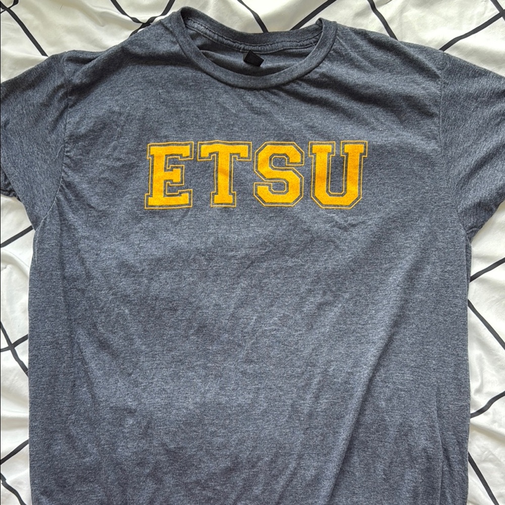 Gildan Gray Tee with Yellow ETSU Print
